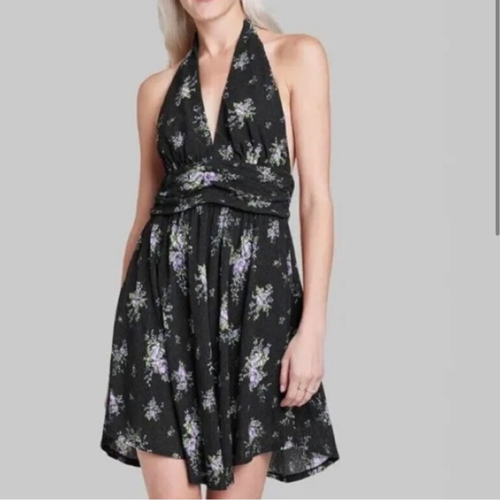 Black Floral Halter Dress - Wild Fable - Size M - Brand New with Tags